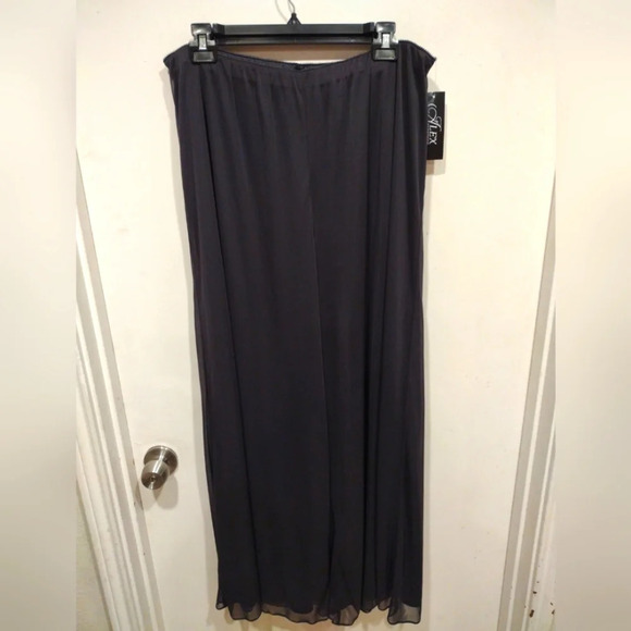 NWT Alex Evenings Women's Gray Chiffon Wide Leg Pull-on Pants Sz 16W-Formal - Picture 1 of 6
